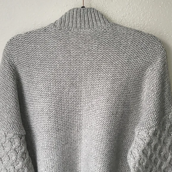 GAP Chunky Mix-Knit Cardigan Sweater, Size Large Tall, Color Heather Grey - Picture 6 of 7